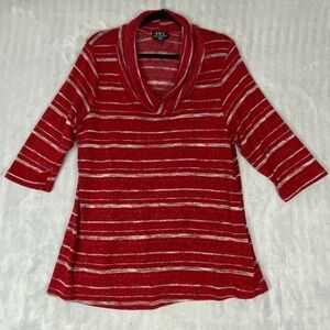 NWD New Woman Design Cowl Neck Half Sleeve Sweater 2X Red c/ Glitter Threading